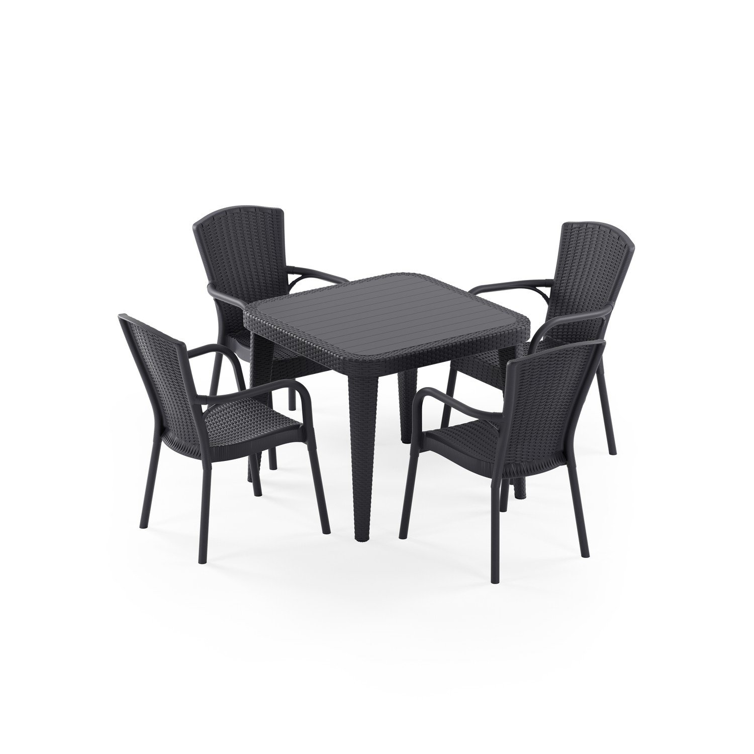 Osaka 90x90 ve Royal 4 Kişilik Rattan Masa Takımı