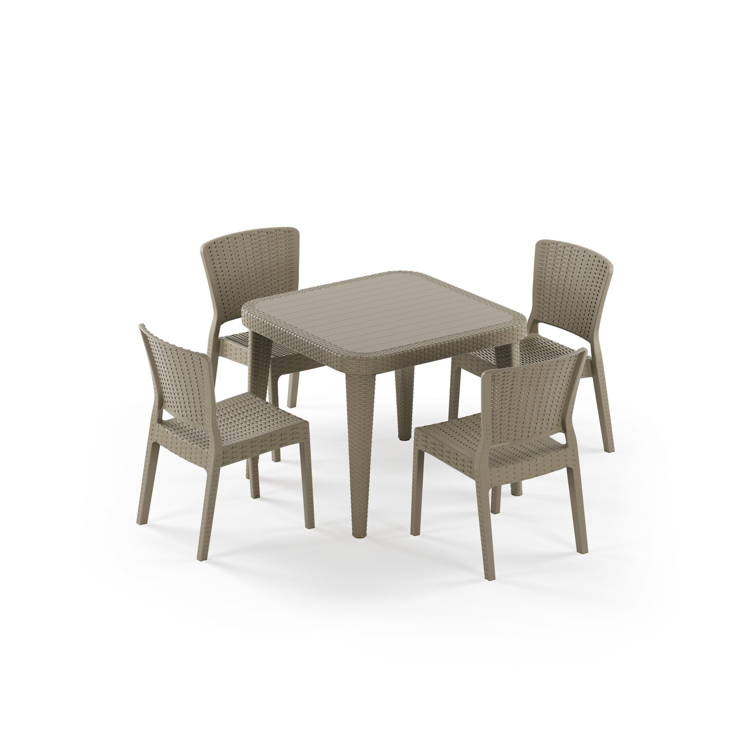 Osaka 90x90 ve Antares 4 Kişilik Kolçaksız Rattan Masa Takımı