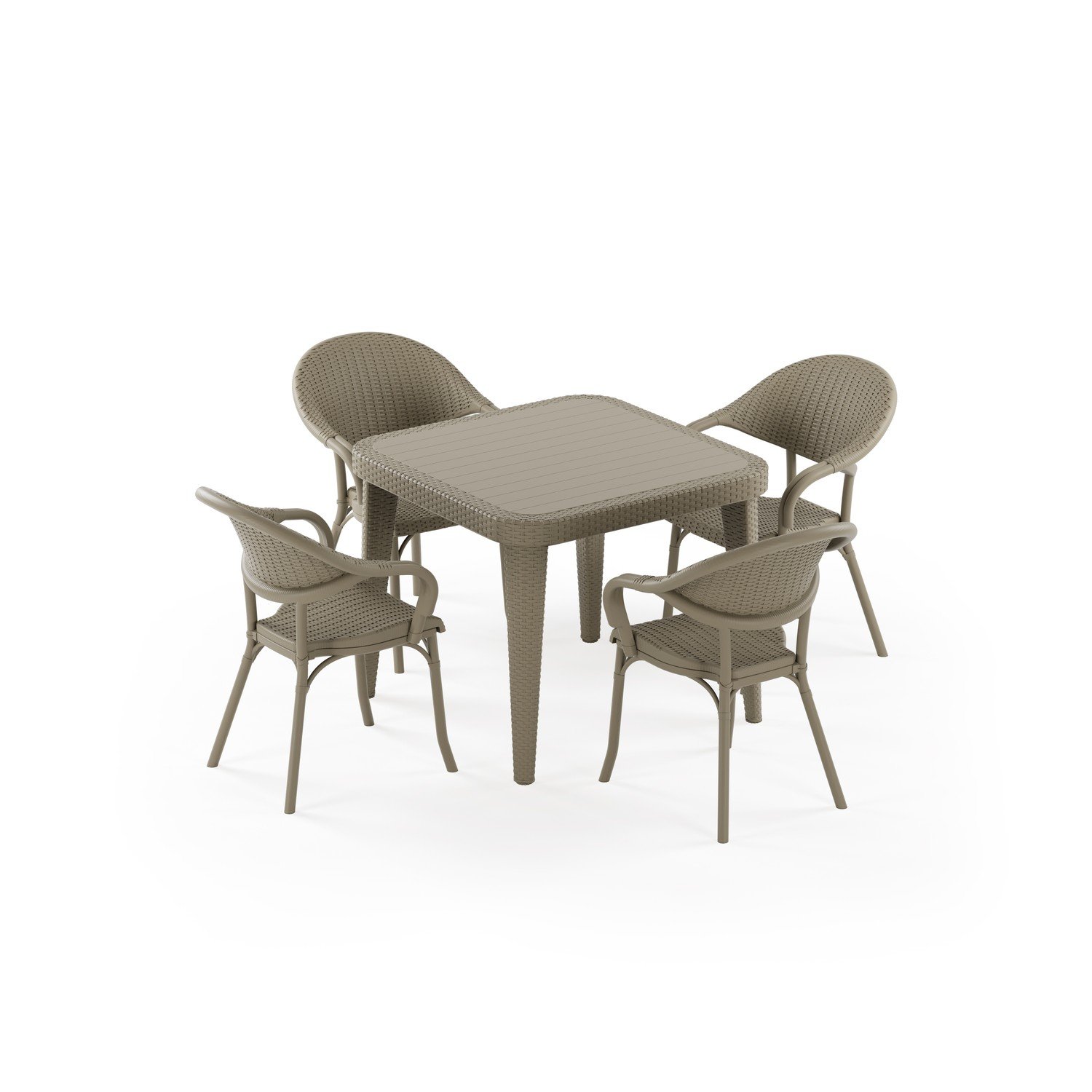 Osaka 90x90 ve Flash-R 4 Kişilik Rotton Masa Takımı