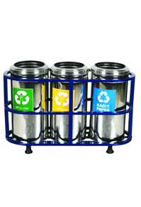 Profil Standlı 3’lü Paslanmaz Geri Dönüşüm Çöp Kovası